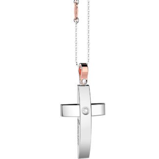 Collana Zancan Oro Bicolore Croce Diamante - Insigna Gold - EC814BR