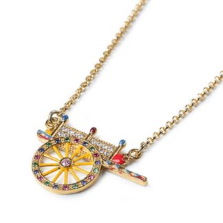 Collana Isola Bella Argento Dorato Smalti Cristalli - Carretto - 20000948