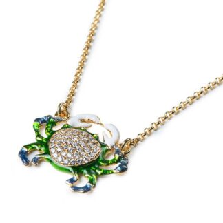 Collana Isola Bella Argento Dorato Smalti Cristalli - Granchio - 20000950