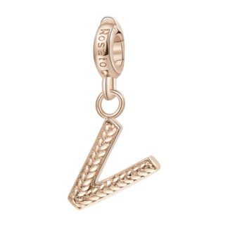 Charm Rosato Argento PVD Rosè Lettera V - Storie - Z100