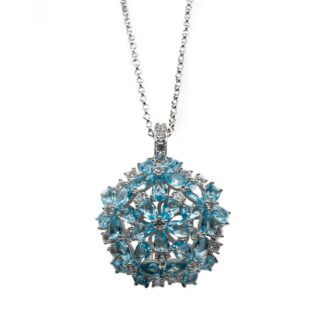 Collana Magnolia Bronzo Bianco Cristalli Blu - CL511Z