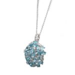 Collana Magnolia Bronzo Bianco Cristalli Blu - CL511Z