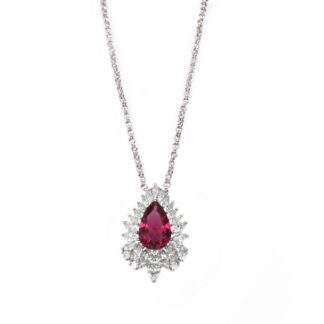 Collana Magnolia Bronzo Bianco Cristallo Rosso - CL519R