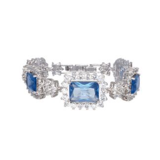 Bracciale Magnolia Bronzo Bianco Cristalli Swarovski® Blu - BC322Z