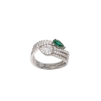 Anello Davite & Delucchi Oro Bianco Diamanti Smeraldi - AA 030765SM