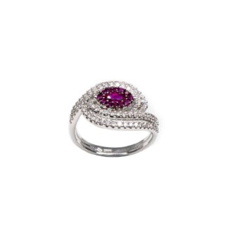 Anello Davite & Delucchi Oro Bianco Diamanti Rubini - AA 030768RB