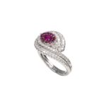 Anello Davite & Delucchi Oro Bianco Diamanti Rubini - AA 030768RB