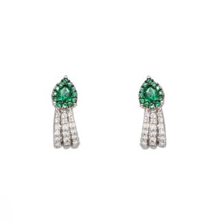 Orecchini Davite & Delucchi Oro Bianco Diamanti Smeraldi - BB 008942 SM