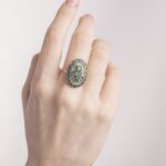 Anello in Argento e Oro Giallo con Diamanti e Smeraldi - Stile Antico - 01M0214