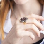 Anello in Argento e Oro Giallo con Diamanti e Rubini - Stile Antico - 01M029