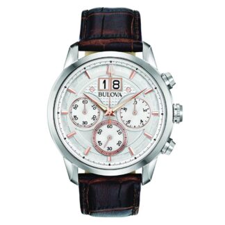 Orologio Cronografo Bulova in Acciaio e Pelle - Sutton - 96B309