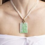 Collana con Perline e Pendente in Giada con Onice e Rubini - Stile Antico - CL35M
