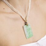 Collana con Perline e Pendente in Giada con Onice e Rubini - Stile Antico - CL35M