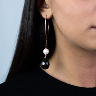 Orecchini Pendenti in Oro Giallo con Topazio e Perla - 71630