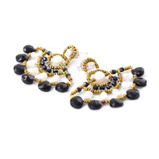 Orecchini Ziio Argento Vetro di Murano Pietre Semipreziose - EAR ABANICO BKW