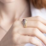 Anello in Oro Giallo e Oro Bianco con Diamanti e Rubino - LTG1501