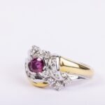 Anello in Oro Giallo e Oro Bianco con Diamanti e Rubino - LTG1501