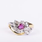 Anello in Oro Giallo e Oro Bianco con Diamanti e Rubino - LTG1501
