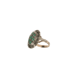 Anello in Argento e Oro Rosa con Diamanti e Smeraldi - Stile Antico - 01M0216