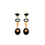 Orecchini Pendenti in Oro Giallo con Onice e Corallo - 71850