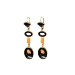Orecchini Pendenti in Oro Giallo con Onice e Corallo - 71850