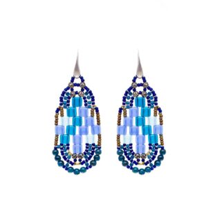 Orecchini Ziio Argento Vetro di Murano Pietre Semipreziose - EAR PIXEL BLU S
