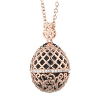 Ciondolo Tatiana Fabergé in Argento con Onice e Zirconi - Alexandra - P819R