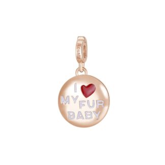 Charm Rosato in Argento e Smalto - I Love My Fur Baby - Storie - RZ120