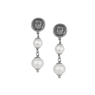 Orecchini Gerardo Sacco in Argento con Monete e Perle - Mito - 38247