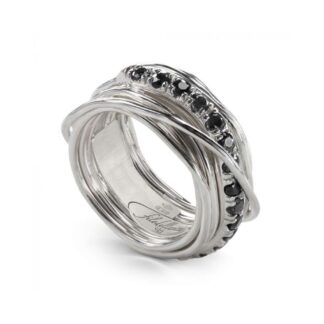 Anello 13 Fili in Argento con Diamanti Black - Prezioso Collection - AN113ABN