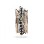 Anello 13 Fili in Argento e Oro Rosa con Diamanti Black - Prezioso Collection - AN113ARBN