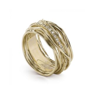 Anello 13 Fili in Oro Giallo 9kt con Diamanti - Classic Collection - AN13GBT