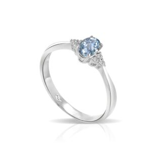Anello Mey in Oro Bianco con Diamanti e Acquamarina - ANMEY/3ACQ