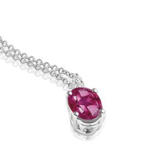 Collana Mey in Oro Bianco con Rubino e Diamanti Ovale - CDMEY CLA-R1