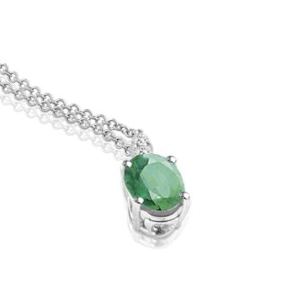 Collana Mey in Oro Bianco con Smerlado e Diamanti Ovale - CDMEY CLA-S1