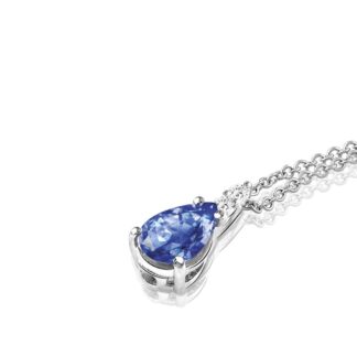 Collana Mey in Oro Bianco con Zaffiro e Diamanti Goccia - CDMEY CLA-Z2