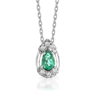 Collana Mey in Oro Bianco con Smeraldo e Diamanti Goccia - CDMEY GLA-EM