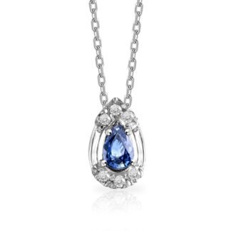 Collana Mey in Oro Bianco con Zaffiro e Diamanti Goccia - CDMEY GLA-SH