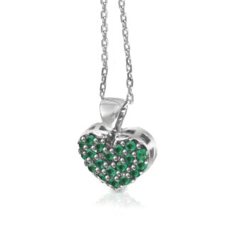 Collana Mey in Oro Bianco con Smeraldi Cuore - CDMEY HRT-EM