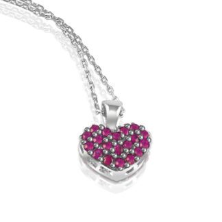 Collana Mey in Oro Bianco con Rubini Cuore - CDMEY HRT-RB