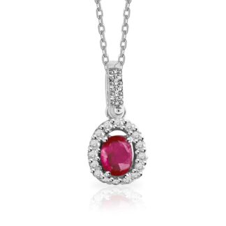 Collana Mey in Oro Bianco con Rubino e Diamanti Ovale - CDMEY SBR-RB