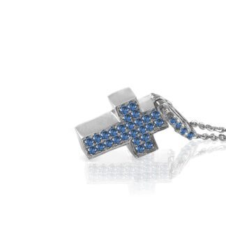 Collana Mey in Oro Bianco con Zaffiro e Diamanti Ovale - CDMEY SBR-SH