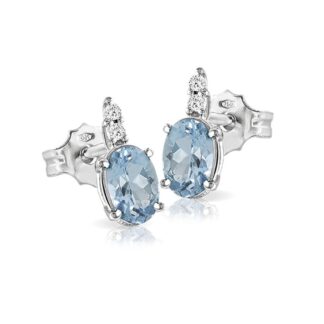 Orecchini Mey in Oro Bianco con Acquamarina e Diamanti - ORMEY CLA-A1