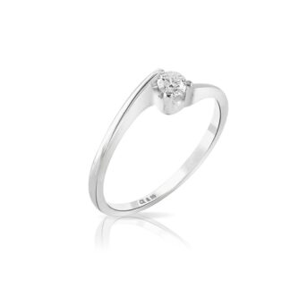 Anello Solitario Mey in Oro Bianco con Diamante - ANMEY/SO-F