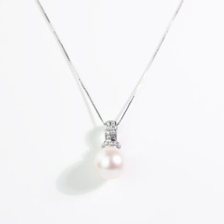 Collana da Donna in Oro Bianco con Diamanti e Perla - 10818144