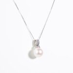 Collana da Donna in Oro Bianco con Diamanti e Perla - 10818144