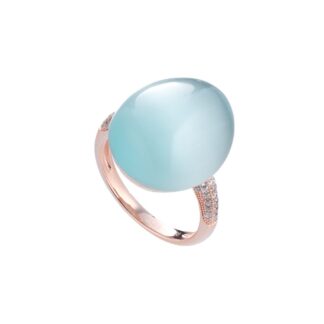 Anello Tatiana Fabergé in Argento con Occhio di Gatto e Zirconi - Olga - R1149LB