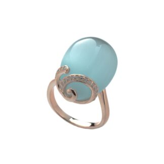 Anello Tatiana Fabergé in Argento con Occhio di Gatto e Zirconi - Olga - R1201LB