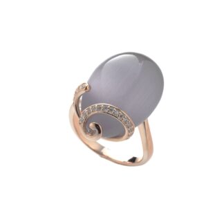 Anello Tatiana Fabergé in Argento con Occhio di Gatto e Zirconi - Olga - R1201V