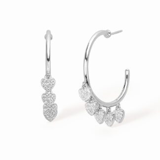 Orecchini a Cerchio Mabina in Argento con Zirconi | Cuori - 563332